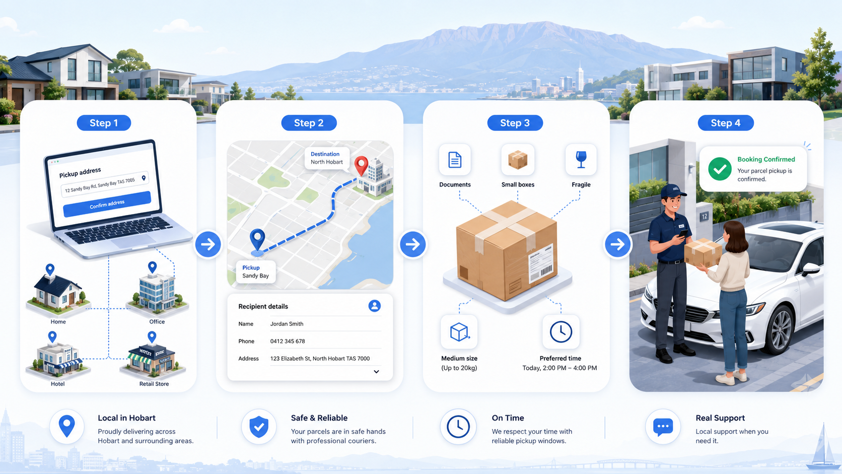 Hobart Cab Service driver completing a parcel delivery